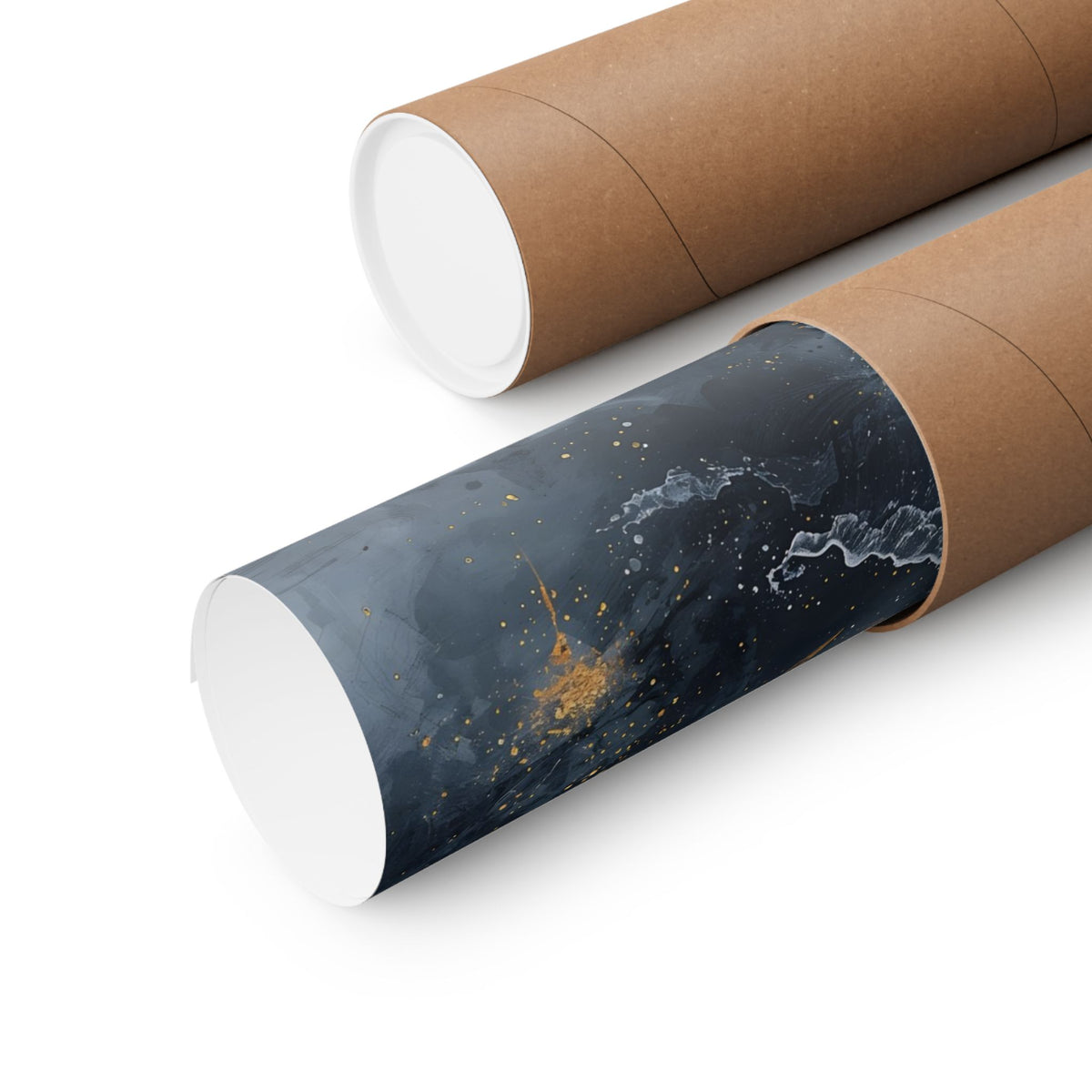 Matte Vertical Poster — Slate & Gold Abstract Giclée Print