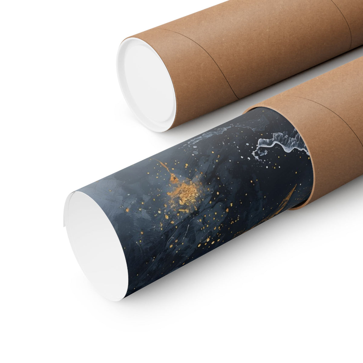 Matte Vertical Poster — Slate & Gold Abstract Giclée Print