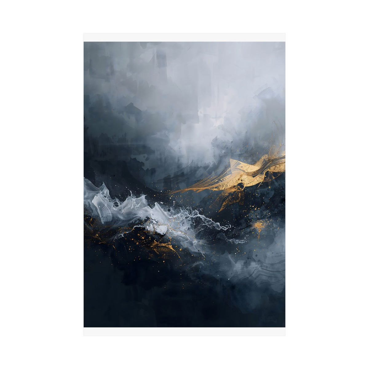 Matte Vertical Poster — Slate & Gold Abstract Giclée Print