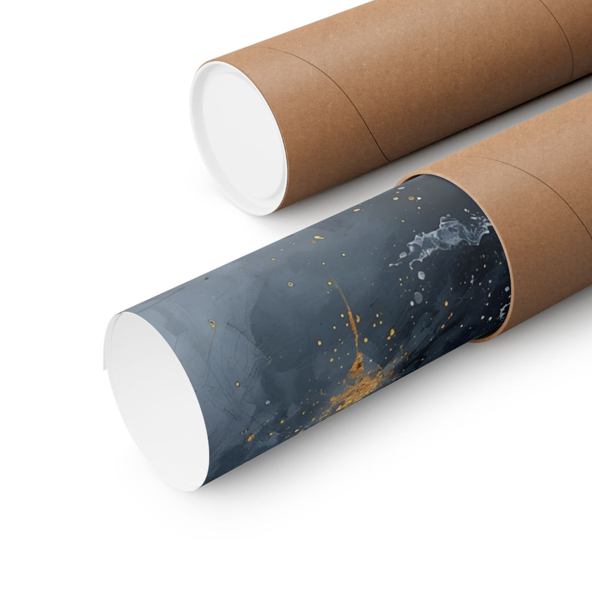 Matte Vertical Poster — Slate & Gold Abstract Giclée Print