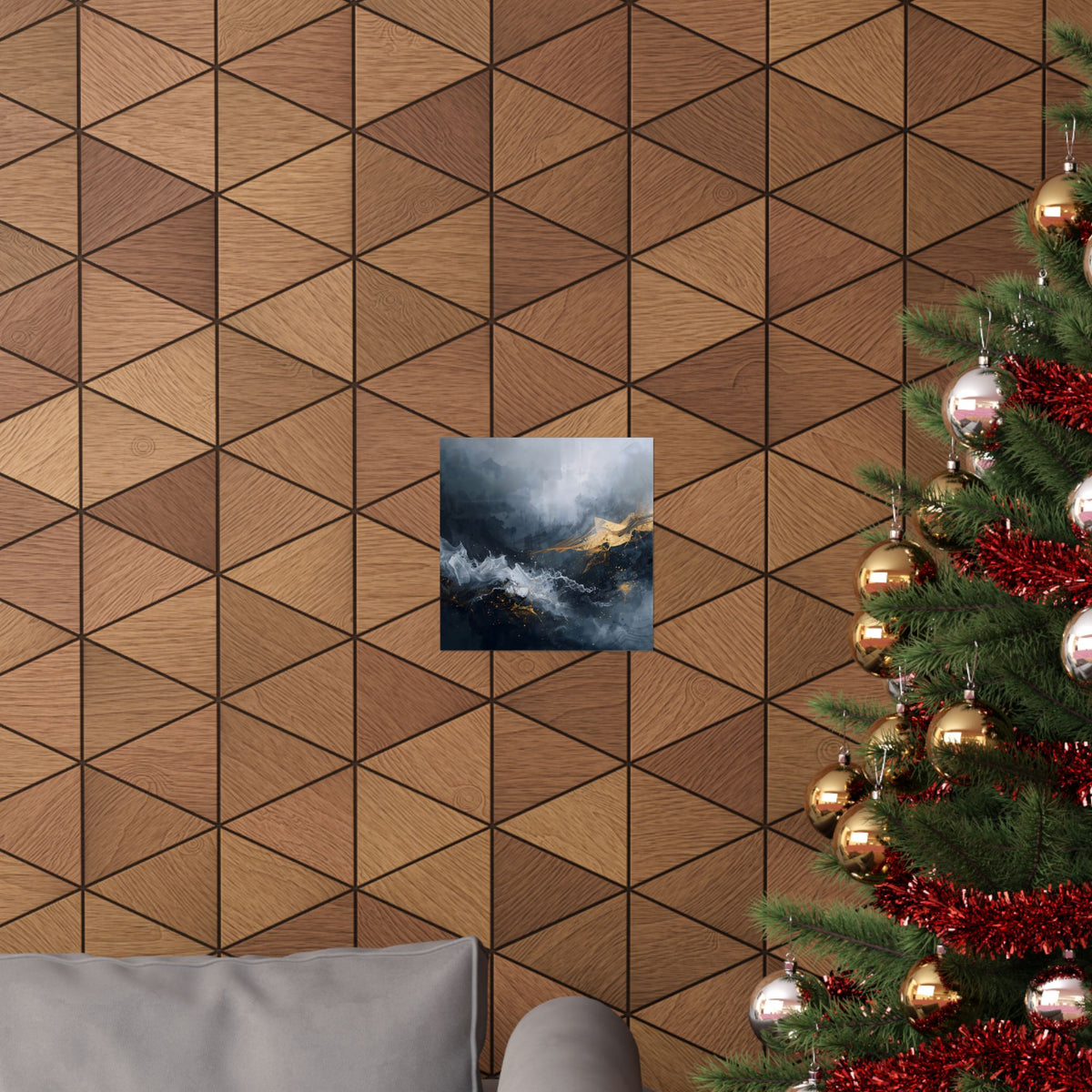 Matte Vertical Poster — Slate & Gold Abstract Giclée Print