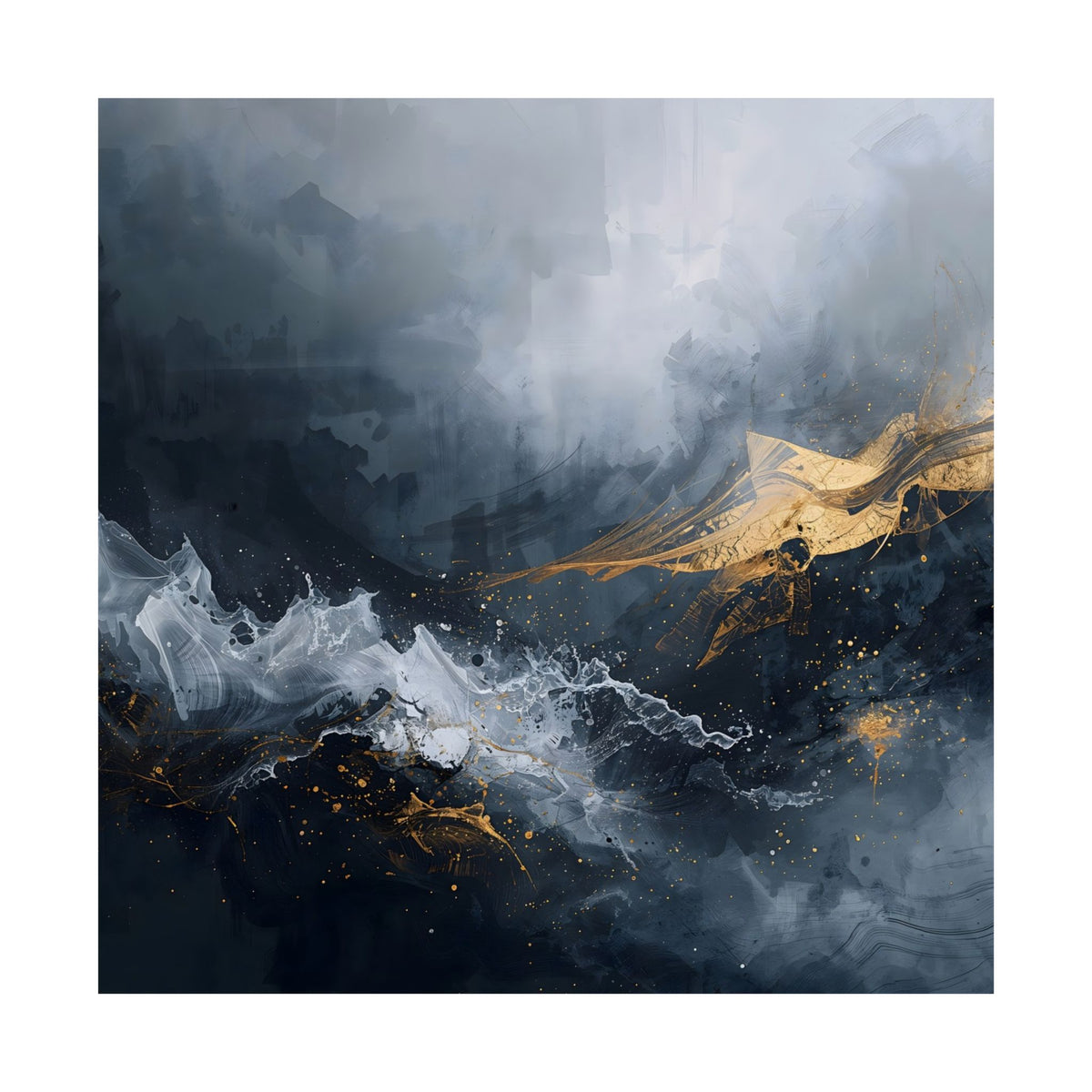 Matte Vertical Poster — Slate & Gold Abstract Giclée Print