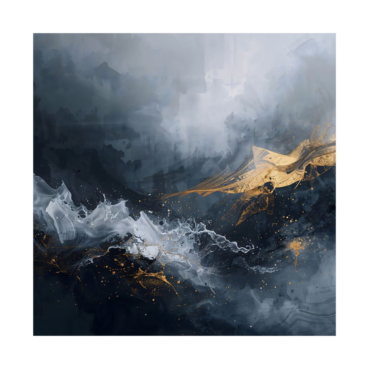 Matte Vertical Poster — Slate & Gold Abstract Giclée Print