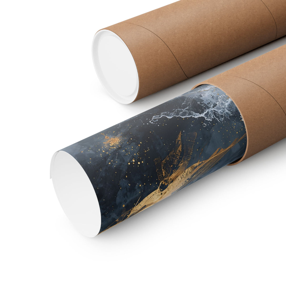 Matte Vertical Poster — Slate & Gold Abstract Giclée Print