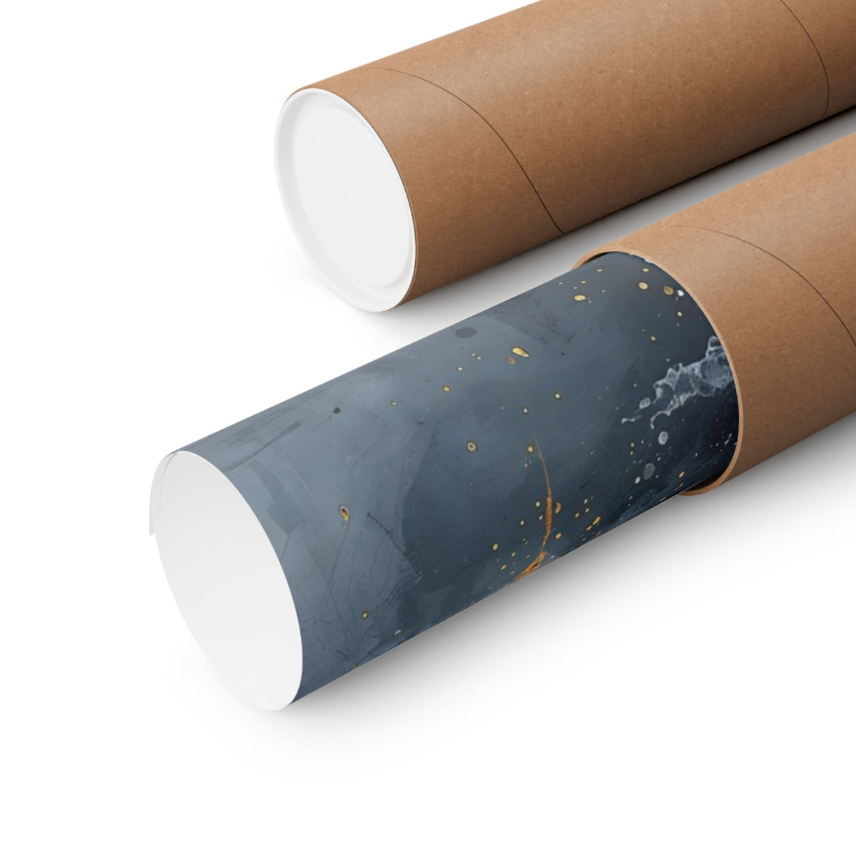 Matte Vertical Poster — Slate & Gold Abstract Giclée Print