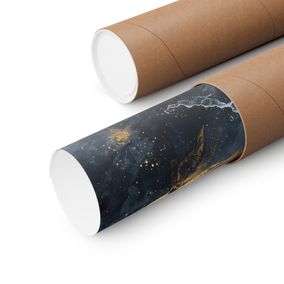 Matte Vertical Poster — Slate & Gold Abstract Giclée Print